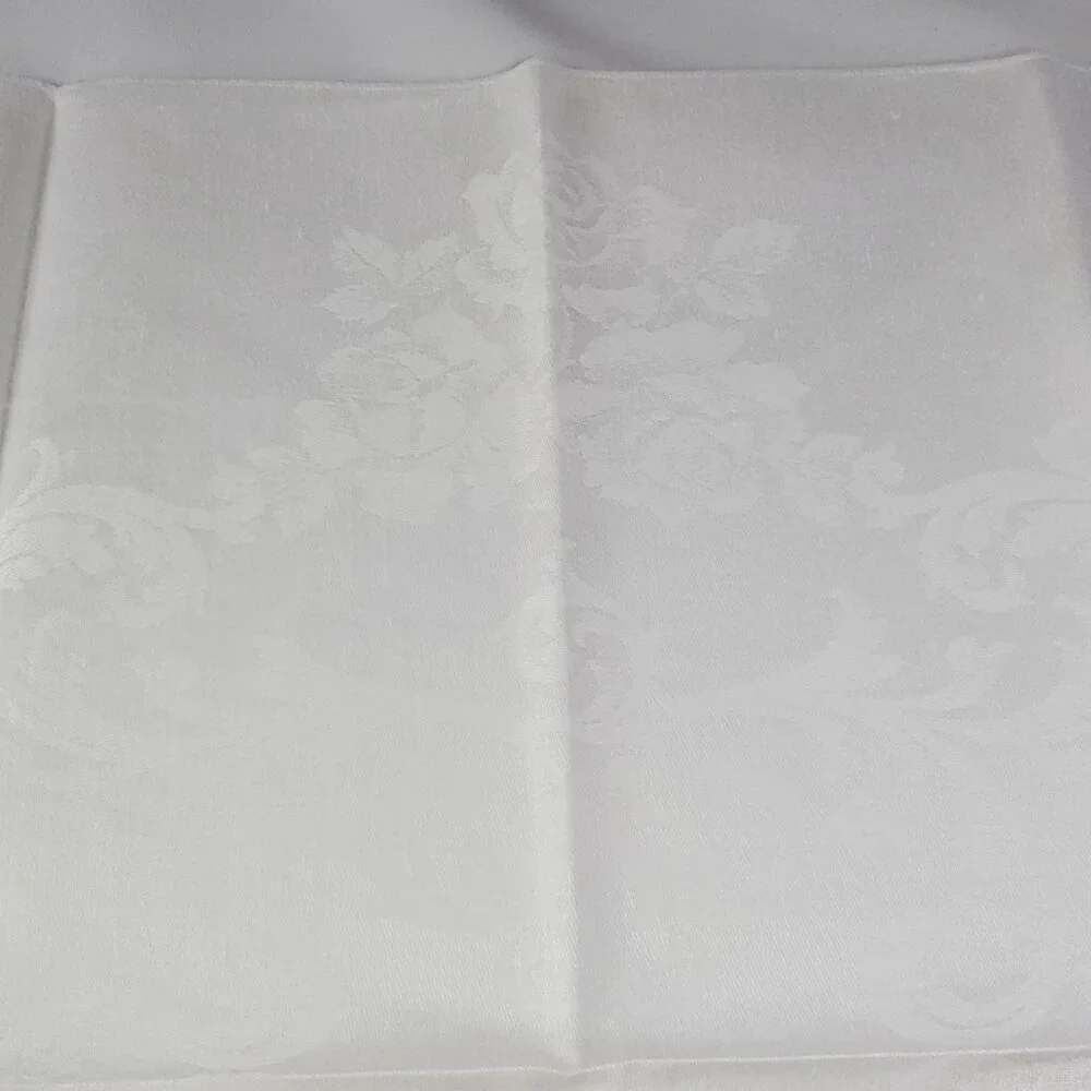 9 VTG White Damask Heirloom Rose Pattern Table Napkins 20
